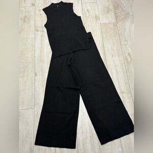 Marled Black Wide Leg Jumpsuit